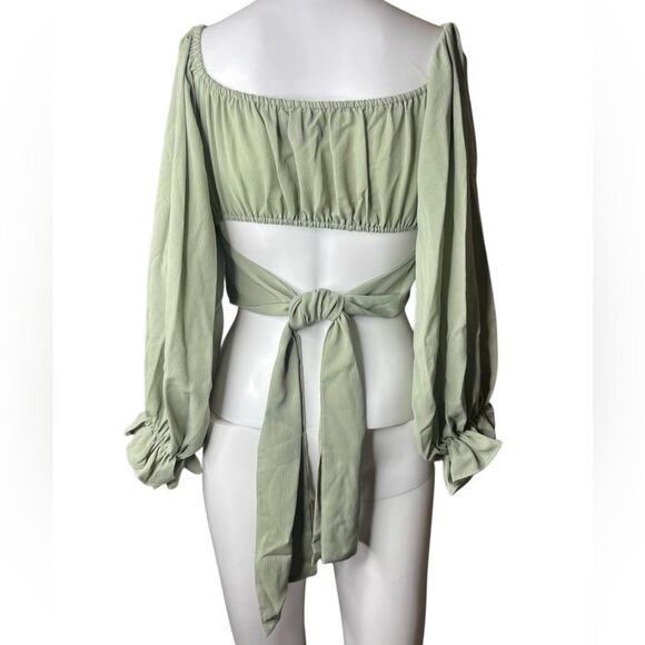 Parallel Lines Elegant Sage Green Women's Cropped Top Size 8 - Picture 2 of 4